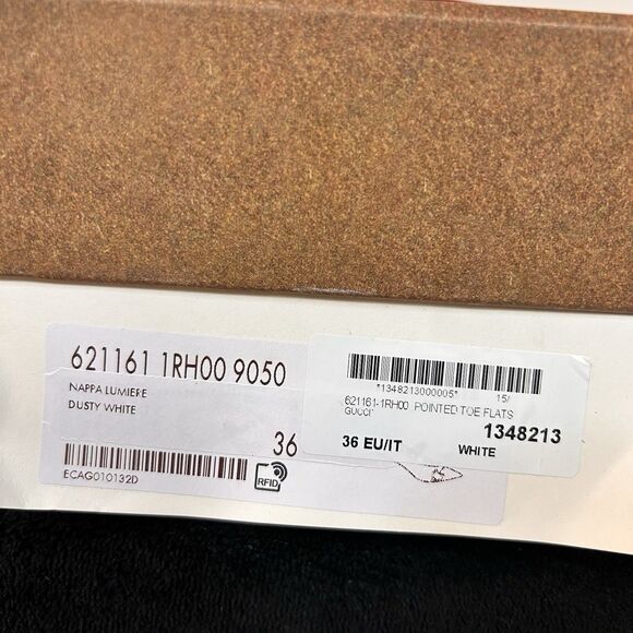 Gucci Deva Horsebit Chain Pointed Toe Flats White Leather Sz 36 US 6 Box - Picture 10 of 10